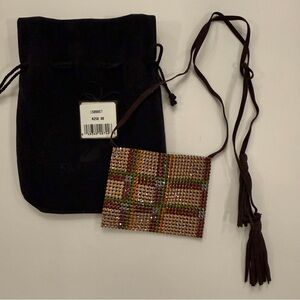 Vintage Swarovski Topaz & Peridot Crystal Suede Necklace